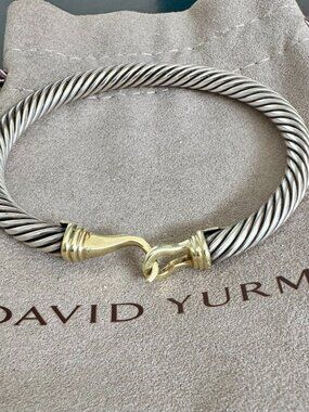 ✨ David Yurman Buckle Bracelet – Sterling Silver & 14K Gold ✨